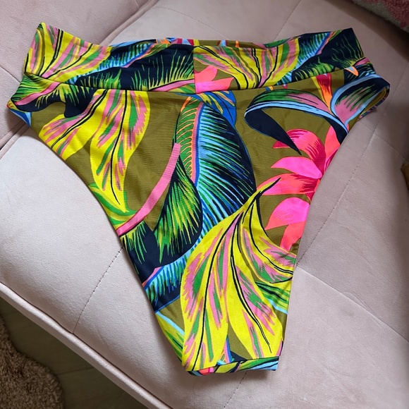 NWT American Eagle Aerie Tropical High Cut Cheeky Bikini Bottom - Picture 3 of 8